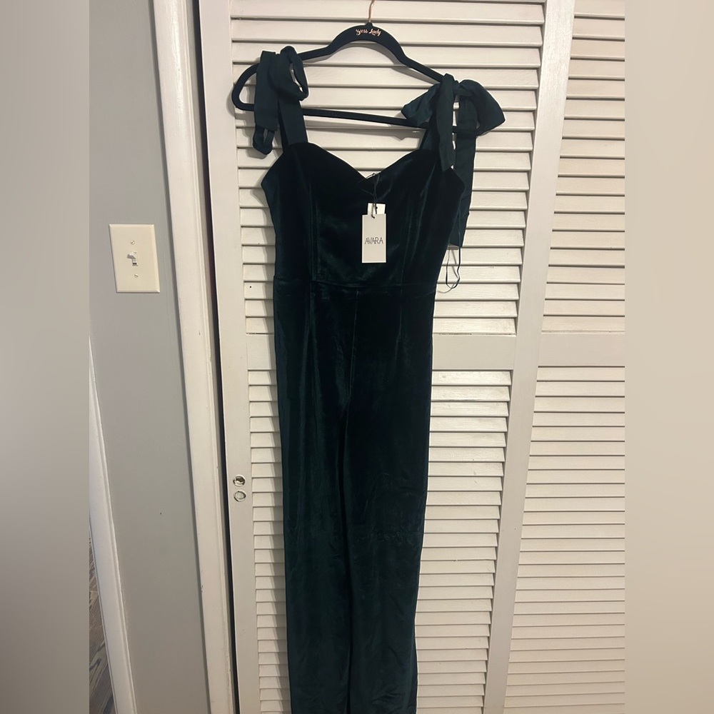 Green velvet jumpsuit